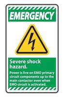 Emergency Severe shock hazard sign on white background vector