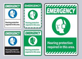 Emergency PPE Sign Hearing Protection Required In This Area with Symbol vector