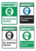 Señal de emergencia símbolo requerido protección ocular aislar sobre fondo blanco. vector