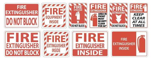 Set label Fire extinguisher Sign on white background vector