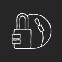 Travel padlock chalk white icon on black background vector