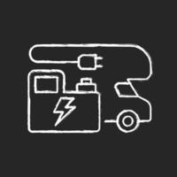 RV power generators chalk white icon on black background vector