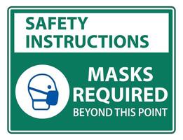 Safety Instructions Masks Required Beyond This Point Sign vector