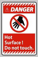 Danger Sign Hot Surface Do Not Touch On White Background vector