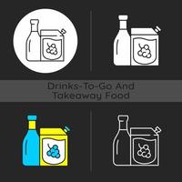 Wine to go dark theme icon vector