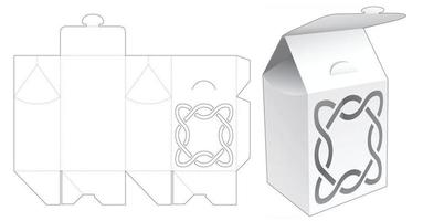 Flip packaging bag box with stenciled pattern die cut template vector