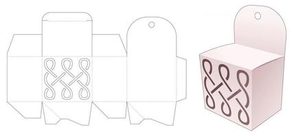 mini caja y orificio para colgar con plantilla troquelada de línea curva estarcida vector