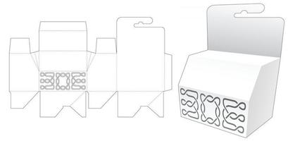 caja biselada colgante con plantilla troquelada de patrón estarcido vector