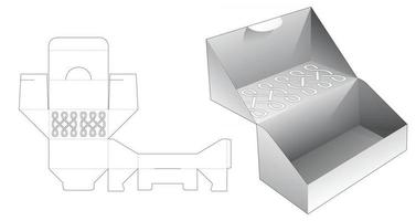 Folding cake box with stenciled pattern on top die cut template vector