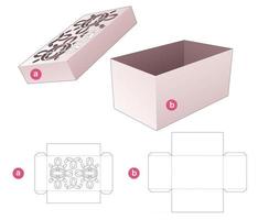 Box and lid with stenciled mandala pattern die cut template vector