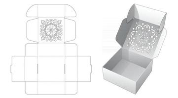 Folding cake box with stenciled mandala pattern die cut template vector