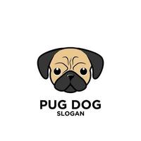 ejemplo lindo del icono del logotipo del perro de la cabeza del pug vector