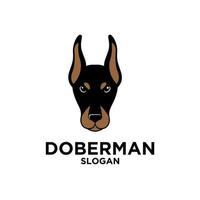 Diseño de icono de patrón de plantilla de logotipo de vector de cabeza de perro doberman simple