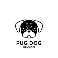 ejemplo lindo del icono del logotipo del perro de la cabeza del pug vector