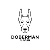 Diseño de icono de patrón de plantilla de logotipo de vector de cabeza de perro doberman simple