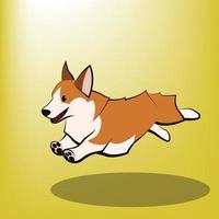 Ilustración de vector de dibujos animados lindo de un perro corgi que se está ejecutando