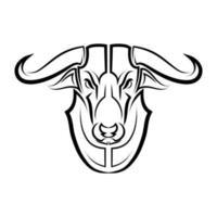 Ilustración de vector de línea vista frontal del toro es signos del zodíaco tauro