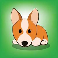 Ilustración de vector de dibujos animados lindo de un cachorro de perro corgi