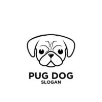 cute pug head dog logo icon illustration