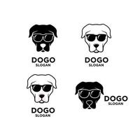 simple set collection dogo argentino dog head vector logo icon illustration design