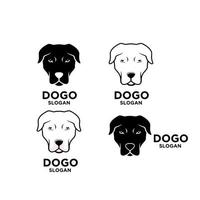 conjunto, colección, dogo, argentino, cabeza de perro, negro, blanco, vector, logotipo, icono, ilustración, diseño vector