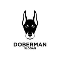 Diseño de icono de patrón de plantilla de logotipo de vector de cabeza de perro doberman simple