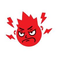 Round abstract face with angry emotion Mad emoji avatar Portrait of a grumpy man Cartoon style Flat design vector illustration