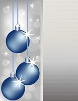 Blue Christmas Ornaments on a Silver Background