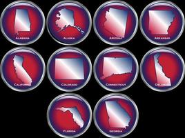 Set of 10 State Buttons Set 1 vector