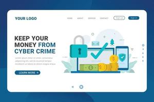 Landing page template money security system service vector illustration