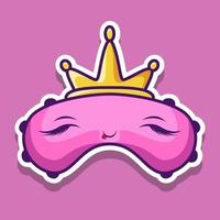 Cute sleeping mask with golden crown and closed eyes prince accessories vector