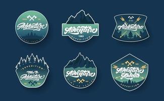 Adventure lettering set logos or emblems with gradient vector