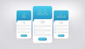 Table price comparison set vector