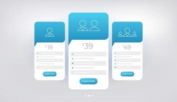 Table price comparison set vector