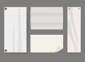 Sheet of paper on isolated background set vector