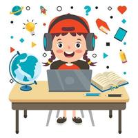 Online Learning Concept With Cartoon Character vector