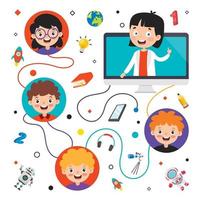 Online Learning Concept With Cartoon Character vector