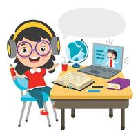 Online Learning Concept With Cartoon Character vector