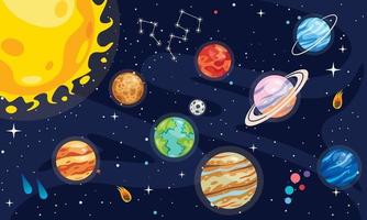 Colorful Planets Of Solar System vector