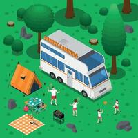 Camping Isometric Concept Vector Illustration