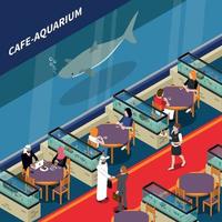 Cafe Aquarium Isometric Composition Vector Illustration