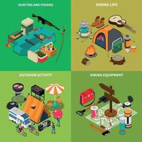 Hiking Concept Icons Set Vector Illustration