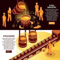 Steel Industry Isometric Banners Vector Illustration