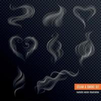 Steam Smoke Realistic Set Vector Illustration
