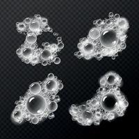 Conjunto de burbujas de espuma de jabón ilustración vectorial