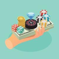 Casino Isometric Background Vector Illustration