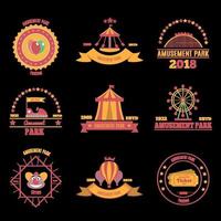 Amusement Park Emblems Set Vector Illustration