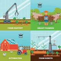 Ilustración de vector de concepto de diseño de agricultura inteligente 2x2