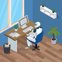 Creative Robot Isometric Composition Vector Illustration