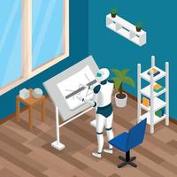 Creative Robot Isometric Composition Vector Illustration